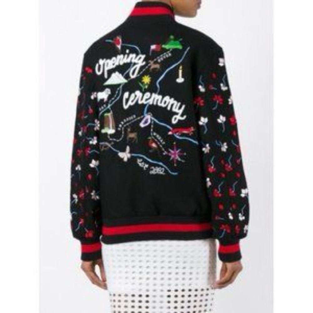 Opening Ceremony Never Eat Shredded Wheat Embroidered Varsity Jacket - Picture 2 of 4